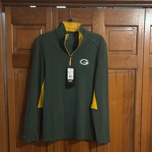 Antigua Green and Yellow Men's Zip-Up Sweater